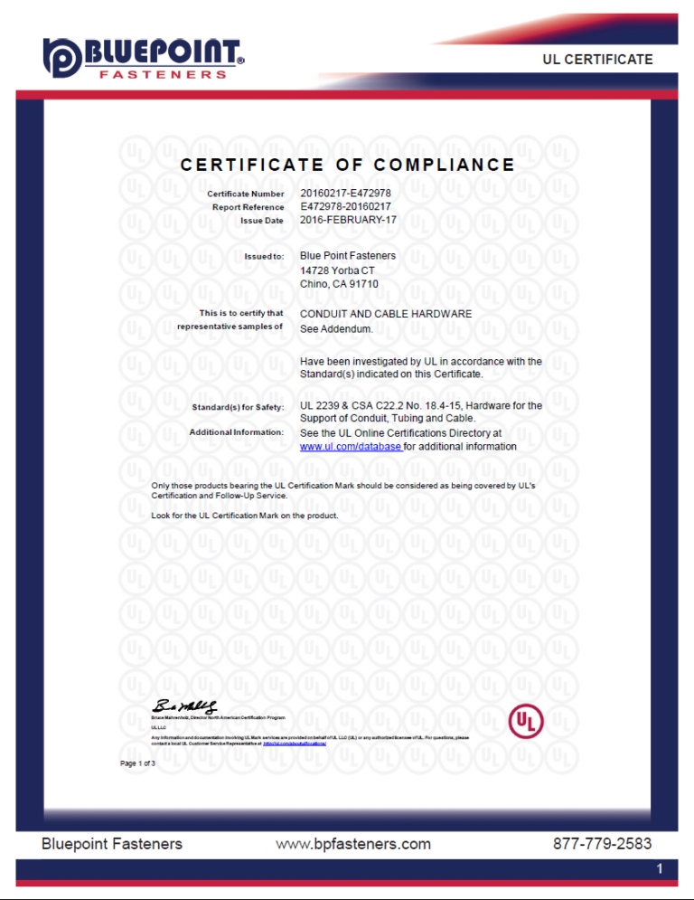 Catalog/Specs Bluepoint Fasteners